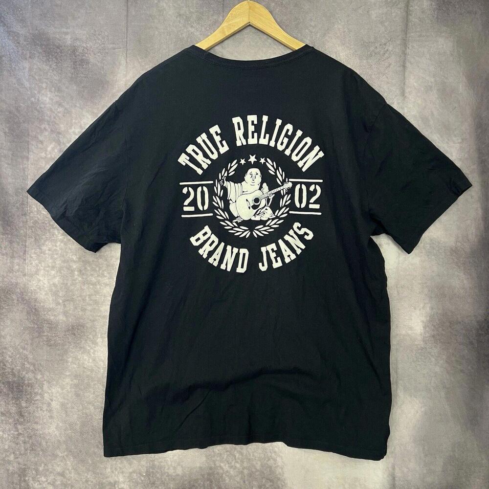 True Religion Mens Black Cotton Short Sleeve Crew Neck Pullover T-Shirt Size 3XL